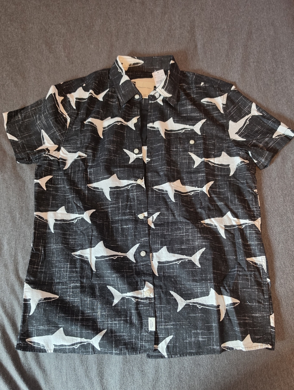 NWT Shark Print Cotton Buttondown American Eagle